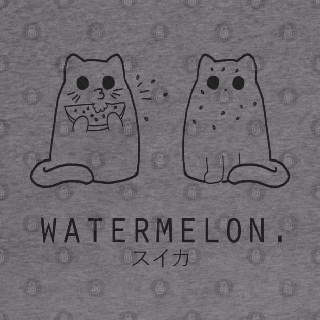 Watermelon "Suika" and Cats Minimalist/Simple Art by Neroaida